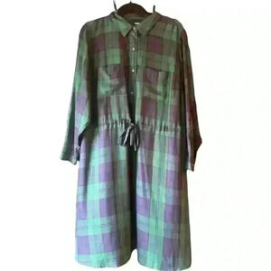 Plaid Button-Up Dress